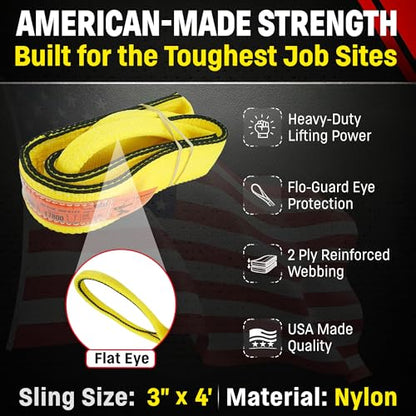 Chenango Supply 3"×4' Nylon 2-ply Lifting Eye & Eye Rigging DD Sling - size: 3" x 4'