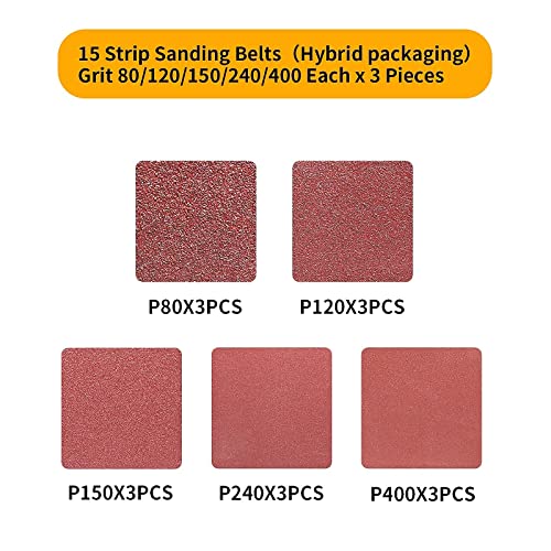 15 Pack 3X18 Inch Sanding Belts 80 120 150 240 400 Grit - size: 3 x 18 in (15 Pck)