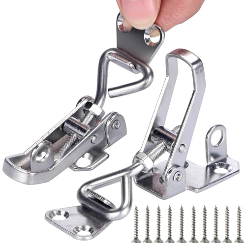 2PCS Toggle Latch Clamp Stainless Steel Cabinet Hinge Lockable clamp,Boat Anti Rattle Latch