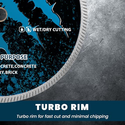 RHAPSODY 4 1/2Inch Diamond Saw Blade 3pcs,Continuous Turbo Rim Blade - size: 4.5''-3pcs