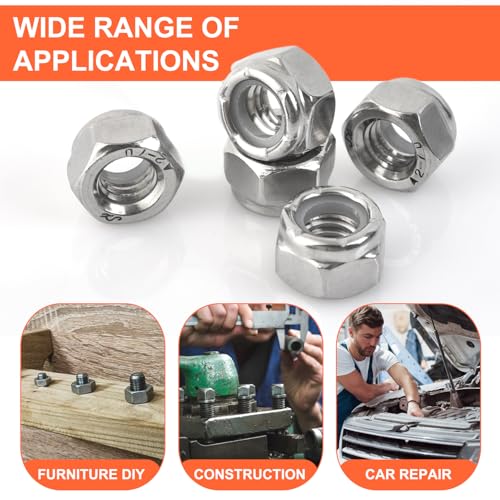 1/2-13 Locknuts - 20Pcs Nylon Insert Lock Nuts,304 Stainless Steel - size: 1/2-13(20 pack), style: SAE