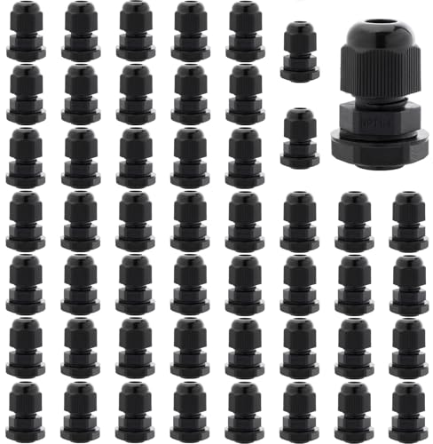 50PCS 1/4'' NPT Cable Gland Waterproof Adjustable 3-6.5mm/0.12-0.26inch Nylon Cable Glands Joints with Gaskets (1/4", 50PCS) - size: 1/4'' NPT 50pcs