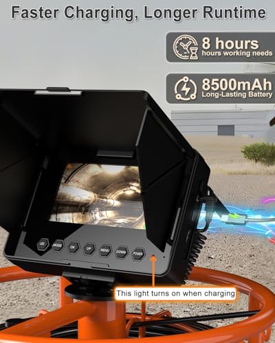 Sewer Camera, IP68 Drain Sewer Pipe Endoscope Camera 4.3" Screen with 32GB DVR,Borescopes Plumbing 8500mah Battery DVR Video Recording for Plumber (Camera 18MM) - size: Camera 18MM