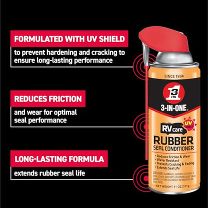 3-IN-ONE RVcare Rubber Seal Conditioner with SMART STRAW SPRAYS 2 WAYS, 11 OZ - size: Pack of 1, style: Rubber Seal Conditioner