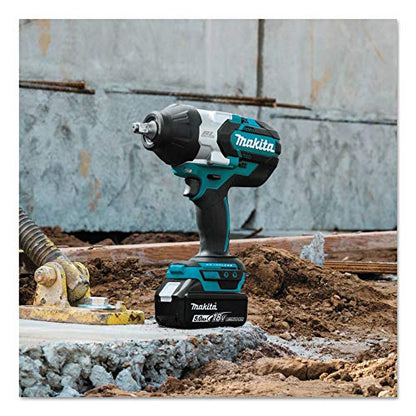 Makita XWT08T 18V LXT® Lithium-Ion Brushless Cordless High-Torque 1/2" Sq. Drive Impact Wrench Kit w/Friction Ring Anvil (5.0Ah) - style: Impact Wrench Kit