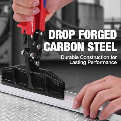 WORKPRO Hand Seamer Tool, 6-Inch Sheet Metal Bender, Heavy-Duty Steel Sheet Metal Brake Pliers for Bending, Seaming, Flattening with Ergonomic Handle and Smooth Jaw - size: 6 Inch
