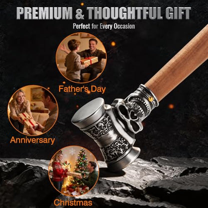 Skull and Fist Engraved Ball Peen Hammer, Quenched Stainless Steel Head Natural Wood Handle 1.87 lbs Multi Purpose Hand Tool for DIY Home Repair Crafts Unique Mens Gift - size: Engraved