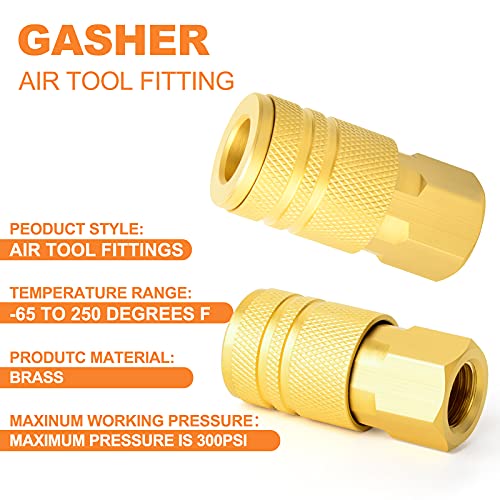 GASHER 12PCS 1/4" Brass Female Industrial Coupler, Female Threads Size, Quick Connect Air Coupler - size: NEW STYLE 1/4" FNPT