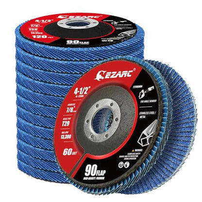 EZARC Zirconia Flap Discs 60 Grit High Density, 4.5x7/8", Type 29, 12-Pack - size: 60 GRIT, style: High Density Version