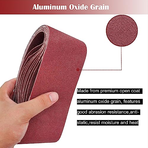 18 Pack 2-1/2 x 16 Inch Abrasive Sanding Belts Kit - 60 80 120 150 240 400 Grit Aluminum Oxide Clothed Backing Sander Belts for Wood-Working, Metal and Paint Grinding and Polishing (2.5" x 16")