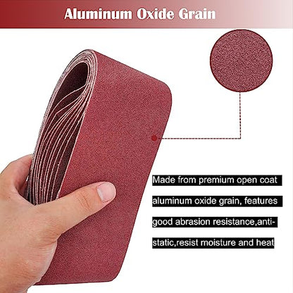 18 Pack 2-1/2 x 16 Inch Abrasive Sanding Belts Kit - 60 80 120 150 240 400 Grit Aluminum Oxide Clothed Backing Sander Belts for Wood-Working, Metal and Paint Grinding and Polishing (2.5" x 16")