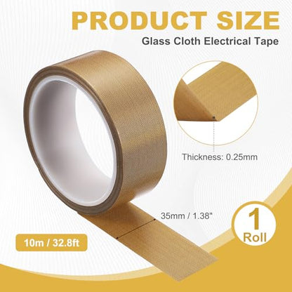 uxcell 1 Roll High Temperature PTFE Tape, 1-3/8" x 32.8ft Heat Shield Tape - size: 1-3/8" x 32.8ft x 0.25mm Thick