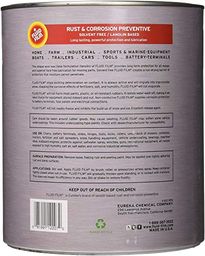 Fluid Film 1 Gallon Can Rust Inhibitor Rust Prevention Anti Corrosion Anti Rust Coating Undercoating Underbody Rust Proofing Corrosion Protection for Truck Snow Blower Mower Car Semi Tractor Bus - size: 1 Gallon