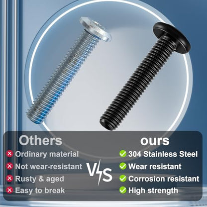 30Pcs M6 x 16mm Flat Head Hex Socket Cap Screws Bolts, 304 Stainless Steel Beds, Chairs and Cabinets Furniture Bolts Full Thread, Black Oxide & Hex Spanner - color: Black-M6, size: M6 x 16mm