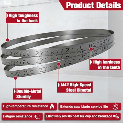 27 Inch Bandsaw Blades 24 TPI Sub-Compact Portable Band Saw Blades - size: 24T