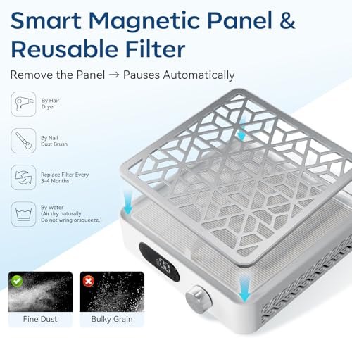 Makartt Nail Dust Collector - LCD & 4H Battery, Portable Quiet Dust Vacuum - color: Rechargeable Nail Dust Collector-DACCAL