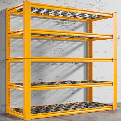 REIBII Storage Shelves, 40''W Garage Shelving, Heavy Duty Metal Shelving 2000LBS, Metal Shelves 5 Tier Industrial Shelf for Kitchen Pantry Warehouse Basement 72" H x 40''W x 17.8''D, Yellow - size: 72"H x 17.8"D x 40"W