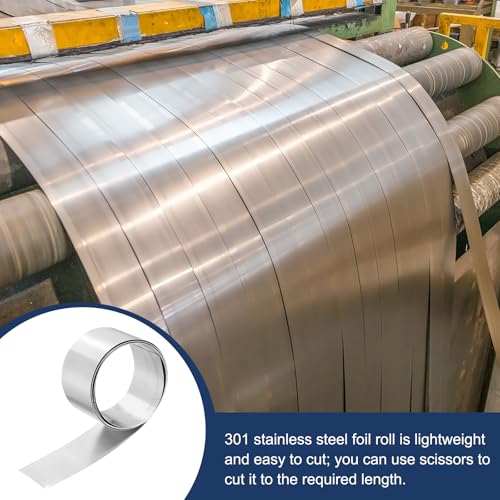 MECCANIXITY 301 Stainless Steel Foil Roll 0.1mmx30mmx2m Silver - size: 0.1mm x 30mm x 2m