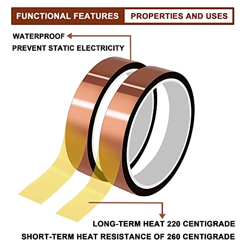 High Temperature Tape Heat Tape Heat Resistant Tape Heat Transfer Tape Heat Tape for Sublimation No Residue 10mm X 33m 108ft (Yellow-4 Roll) - color: Yellow-4 Roll