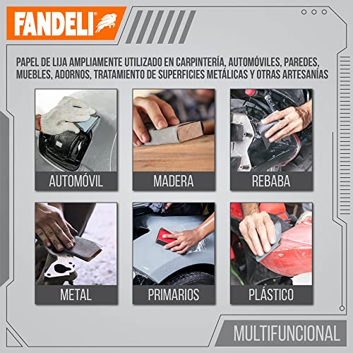 Fandeli | Waterproof Sandpaper | Assortment of Grits from 120 to 2500 | 36 Sheets 23 x 9,3 cm | for Car Polishing, Wood Furniture Sanding and Metal Sanding | Water Resistant - style: Assortment of Grits from 120 to 2500 | 36 Sheets