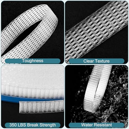 MYFAMIREA Packaging Strapping Banding Roll with Pallet, 0.55'' x 3937'' Heavy Duty Pallet Strap 350 LBS Break Strength, Polypropylene(PP) Plastic Strapping for Box Packaging and Shipping, Clear - style: 328FT Strapping-Clear