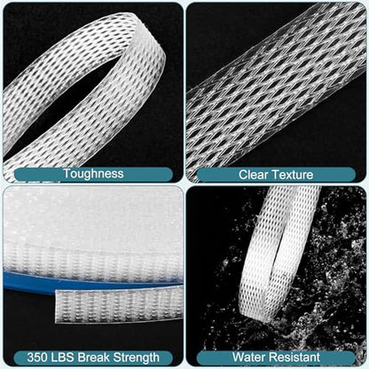 MYFAMIREA Packaging Strapping Banding Roll with Pallet, 0.55'' x 3937'' Heavy Duty Pallet Strap 350 LBS Break Strength, Polypropylene(PP) Plastic Strapping for Box Packaging and Shipping, Clear - style: 328FT Strapping-Clear