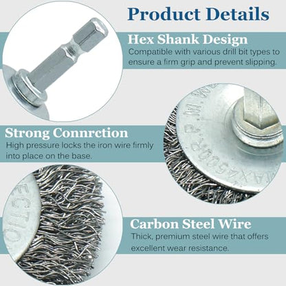 8-Pack 2-inch Wire Wheel Brush Set for Drill - style: 2-inch Wheel Brush - 8 Piece
