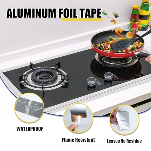 Aluminum Foil Tape 12 inch x 60ft (20 Yards) Heavy Duty HVAC Duct Tape for Ductwork – High Temperature Silver Foil Tape for Insulation, Metal Repair, Exhaust Sealing & Patching - size: 12 Inches x 20 Yards