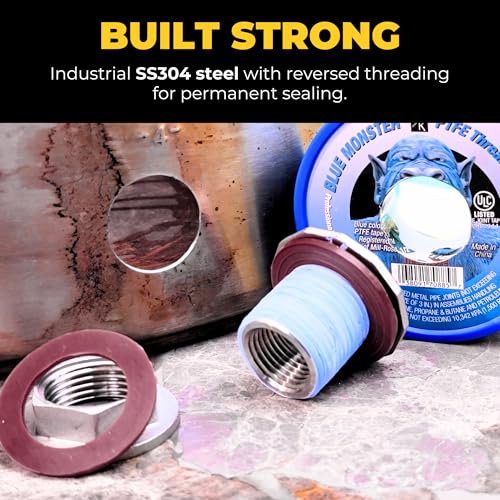 1" NPT SS304 Heavy Duty EZ Seal Weldless Bulkhead w/EPDM Gaskets - size: 1"-Heavy Duty - EPDM, style: Pack of 1