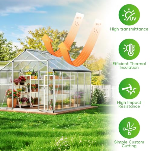 RITOLLO 14 Pack 6'FT x 2'FT x 0.24" in Polycarbonate Sheet for Greenhouse - size: 6'FT x 2'FT x 0.24" in