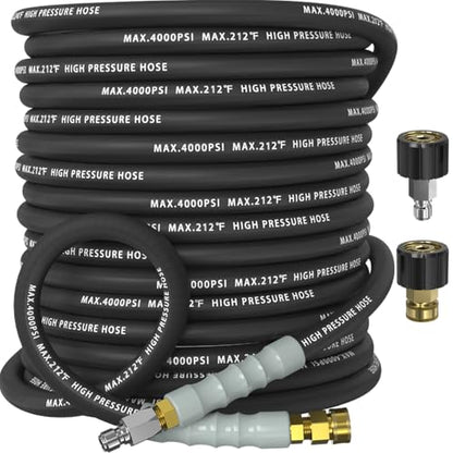 Pressure Washer Hose 50FT with 3/8'' Quick Connect, 4200 PSI - color: Black, size: 50FT