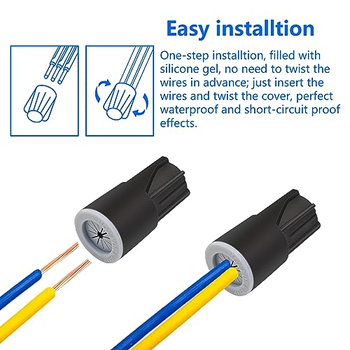 36 Pcs Black Waterproof Wire Connectors Outdoor Wire Nuts - color: black-36