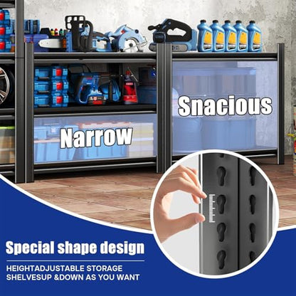 20" D Shelves for Garage Storage, 45" W Metal Garage Shelving Heavy Duty, 4 Shelf Adjustable Steel Standing Shelf Units for Basement, Industrial, Shop, Pantry, Warehouse, Kitchen, Black - size: 4 Tier 45.3" W x 19.7" D x 54.3" H