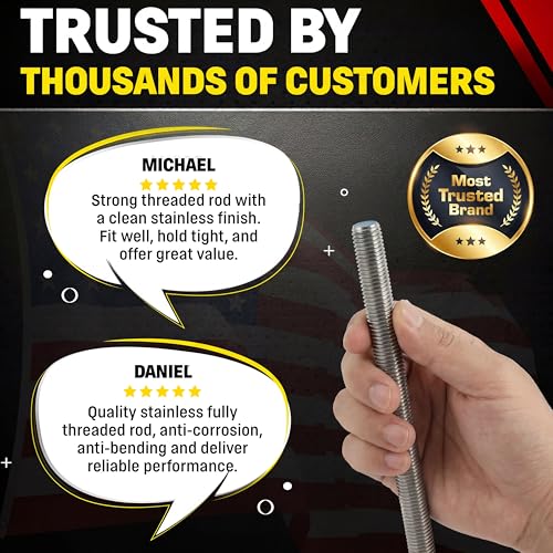 Chenango Supply 3/8-16 x 3, 304 Stainless Steel Fully Threaded Rod - size: 3/8-16 x 3ft (5 Pack)