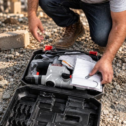 XtremepowerUS 1200W Electric Rotary Hammer SDS Plus Drill Swivel Adjustable Handle Drilling With Flat Chisels, Point Chisels and 3 Drill Bits Carrying Case - size: 1200W