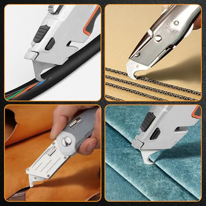 100PCS Utility Hook Blades, SK5 Carbon Steel Super Big Hook Trimming Blades, Safety Horn Knife Blade for Wallpaper, Cutting Carpets, Roofing, Industry Materials - color: 100pcs