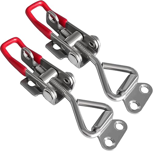 Toggle Latch Clamp 4001 with Lock Hole, 304 Stainless Steel Adjustable Heavy Duty Pull Hasp Latches For Smoker Cabinet Tool Box Case Trunk Door, 330Lbs Holding Capacity (2 Pack) - size: 4001