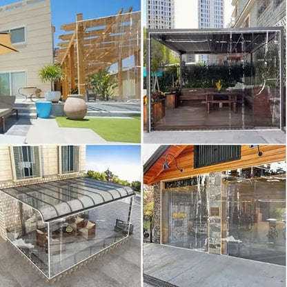 LC&QS Clear Tarps Heavy Duty PVC, Transparent Tarp Durable Waterproof Dustproof Windproof, Tarpaulin with Grommets & Ropes for Greenhouse, Patio, Garden, Pavilion, Chicken, Porch, Outdoor（12' x 12'） - size: 12' x 12'（3.6x3.6m）