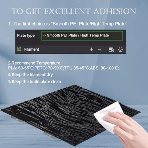 Double Sided Smooth Flexible PER Spring Steel Plate Effect Sheet for Bambu Lab A1 Mini, Smooth Water Ripples+Wood Grain Spring Steel Build Plate 184x184mm for Bambu Lab A1 Mini 3D Printer - color: Water Ripples+Wood Grain
