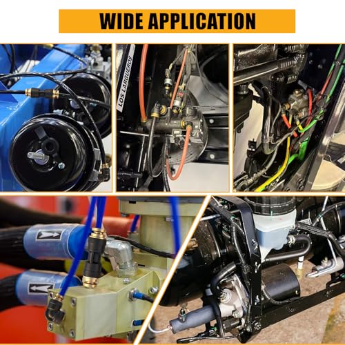 1/2" DOT Air Brake Line Union Coupler 4 Pack, 1/2" Tube OD PTC/PTCR & Brass Push to Connect Straight Fittings for Truck Trailer Air Systems - size: 1/2" Tube OD