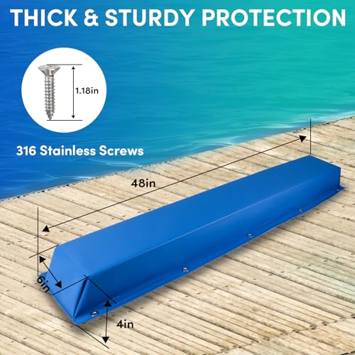 ORLANG 36"/48"/59"/72" Dock Bumpers,Dock Fenders with Stainless Steel Screws,Boat Dock Bumpers,Dock Post Bumper for Docking Edges, Piling, Vertical Poles, Horizontal Decks or Piers(Multiple Colors) - color: Blue, style: 48 In-2Pack