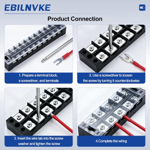 Terminal Block 25A 600V 8 Position Dual Row Screw Terminal Strip - size: 4PCS 25A 8P