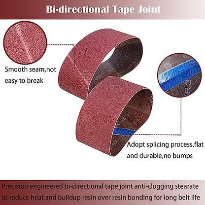18 Pack 2-1/2 x 16 Inch Abrasive Sanding Belts Kit - 60 80 120 150 240 400 Grit Aluminum Oxide Clothed Backing Sander Belts for Wood-Working, Metal and Paint Grinding and Polishing (2.5" x 16")