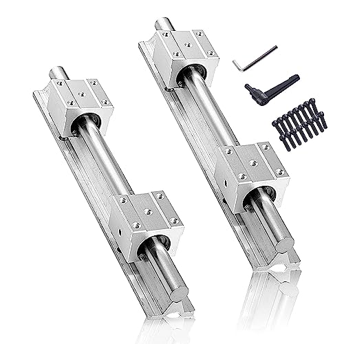 Linear Rails and Bearings Kit, Including 2Pcs SBR20 400mm Long Fully Supported Shaft Guide and 4Pcs SBR20UU Linear Bearing Slide Block X Y Z Linear Actuator for CNC Equipments - size: 400mm, style: SBR20 Linear Rail