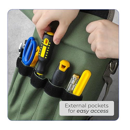 Tool Bag Roll Up Heavy Duty Portable Soft Tool Storage, Foldable Empty Rollup Organizer with Small Pockets Official Rollable Toolbag, Valentines Day Gifts for Him Dad Men Mechanic Welding Green