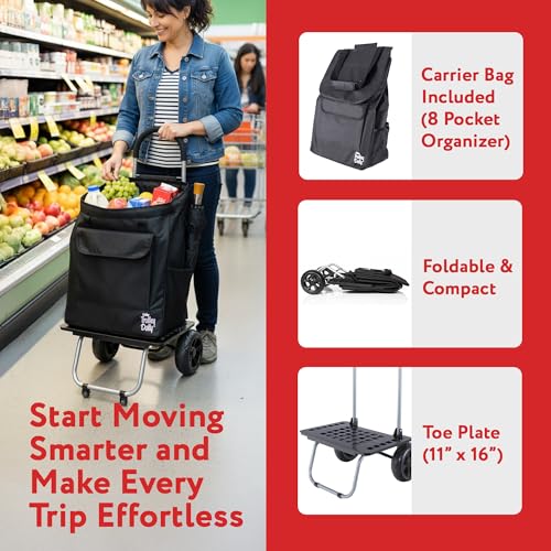 dbest products Bigger Trolley Dolly, Black Shopping Grocery Foldable Cart - color: Black