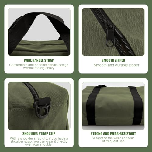 Small Tool Bag, Close Top Wide Mouth Tool Organizer Bag, Large Tool Bags - color: Army Green, size: 18 Inch