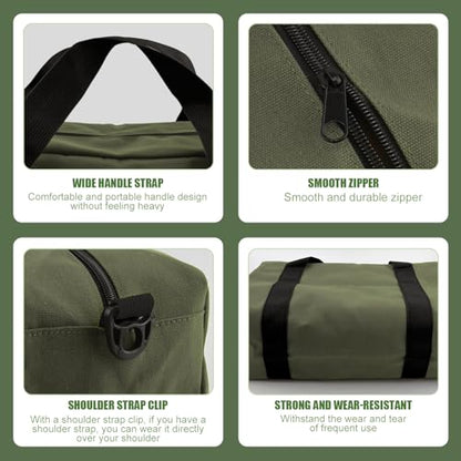Small Tool Bag, Close Top Wide Mouth Tool Organizer Bag, Large Tool Bags - color: Army Green, size: 18 Inch