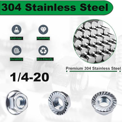 1/4-20 Serrated Flange Hex Nuts for DIY Home Mechanism - size: 1/4-20