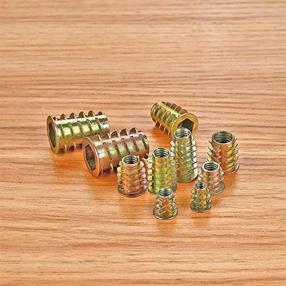 200Pcs M4-M10 Zinc Alloy Threaded Insert Nuts Hex Socket for Wood Furniture